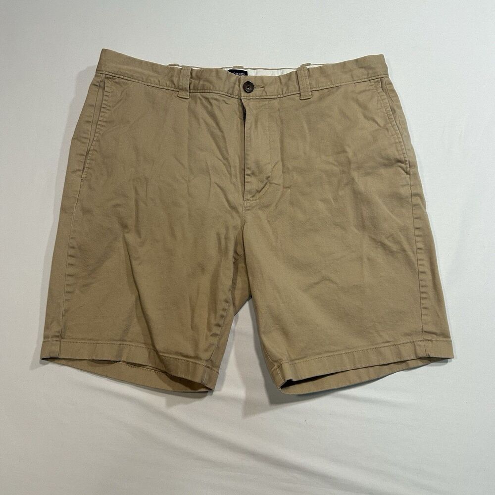 J.Crew Men's Chino Shorts Size 36x9 Khaki Tan Cotton Flat Front
